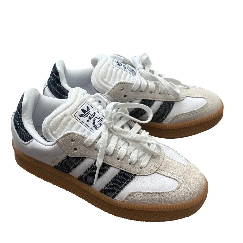 Adidas Samba XLG White Night Indigo Denim Sneakers Gum Sole Unisex M 7 / W 8.5